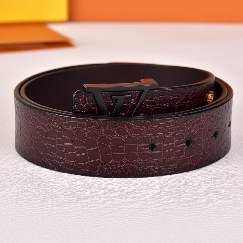 Herren Jugend Gürtel aus echtem Leder mit Karomuster und glatter Schnalle - Stilvoller Rindsleder Hüftgürtel für trendige Looks