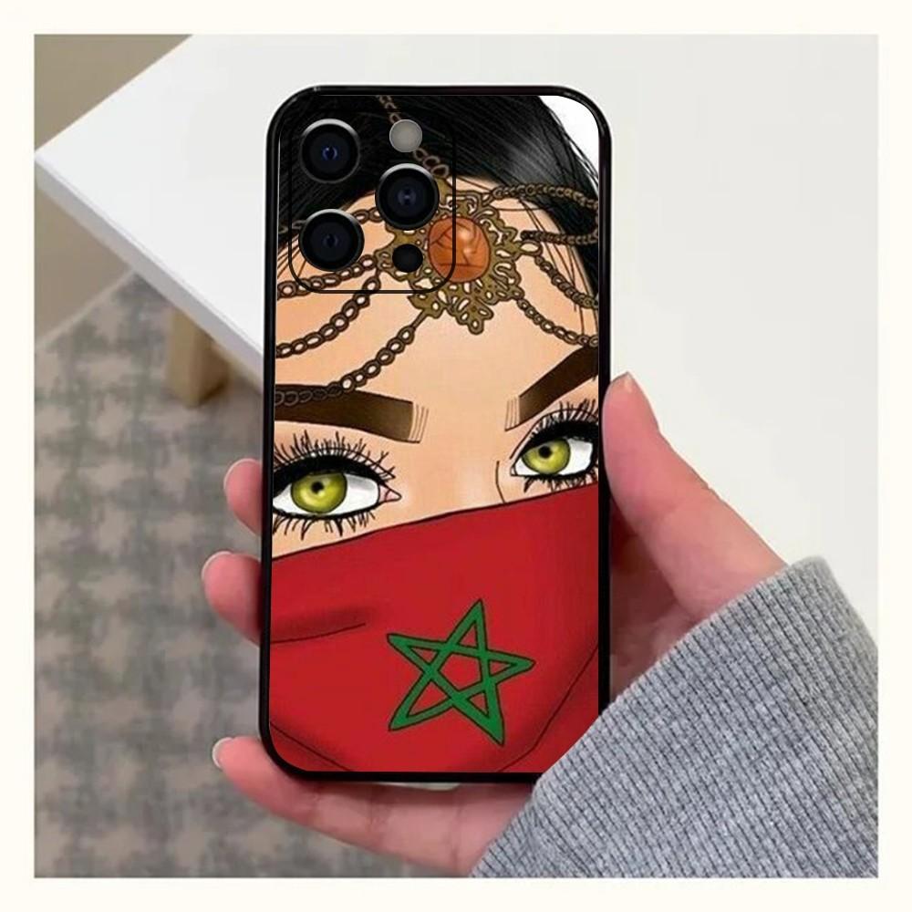 Morocco Flag Phone Case For Apple iPhone 15,14,13,12,11,Pro,X,XS,Max,XR,Plus,Mini Soft Black Cover