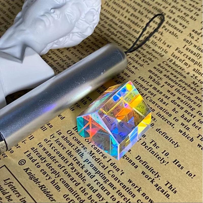 Colorful Crystal Light Cube Prism - Sun Catcher for Bedroom, Creative Ornament Gift