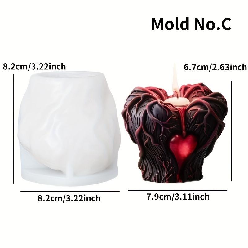 3D Halloween Holding Heart Scented Candle Silicone Mold Different Styles Holding Heart Shape Candle Mold Halloween Holiday Decor