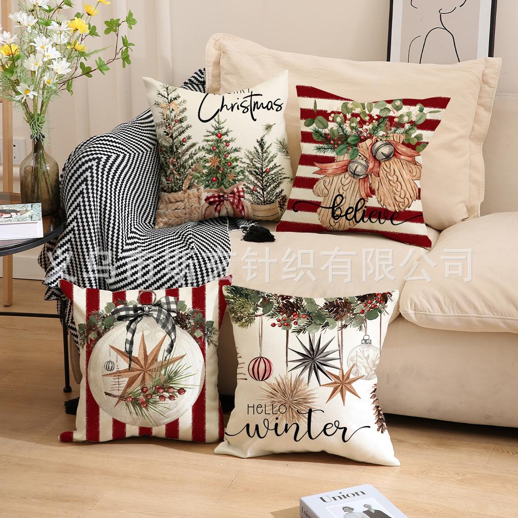 Christmas Tree Pillow Cover Living Room Bedroom Cushion Cover Autumn and Winter Festival Home Decoration Sofa Cushion Cover