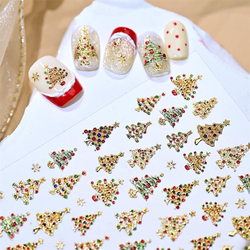 Cute Christmas Style Ball Colored Lights Christmas Tree Nail Art Print Stickers Manicure Decals Stickers Nail Decor Gift