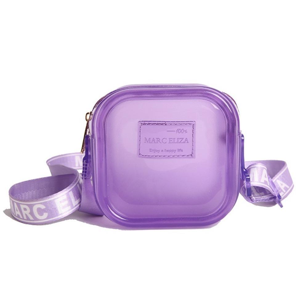 New PVC Messenger Bag Transparent Solid Color Crossbody Bag Waterproof Jelly Shoulder Bag Girls Lipstick Key Storage Bag