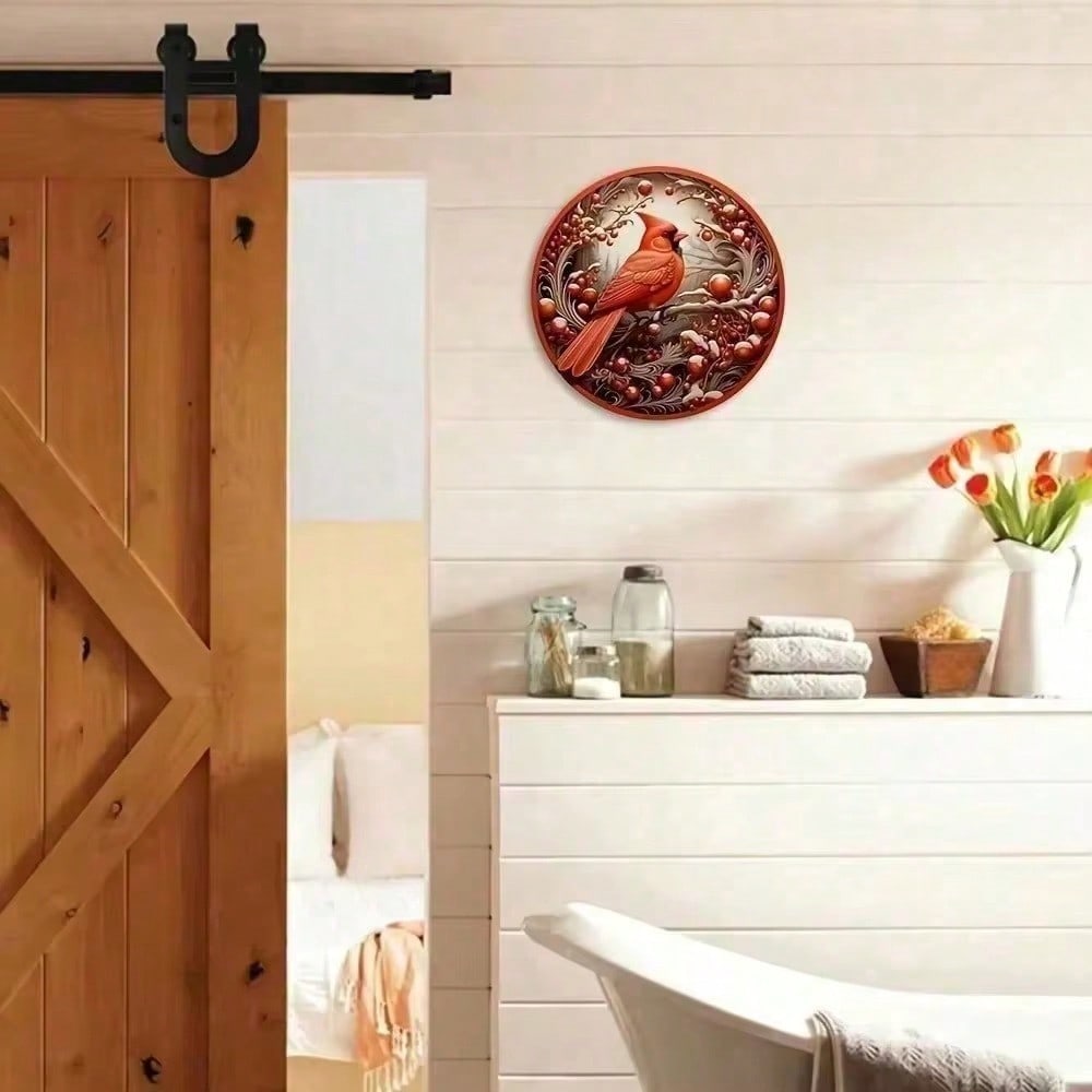 Metal Wreath Wall Art Floral Bird Sign Farmhouse Home Decor Living Room Office