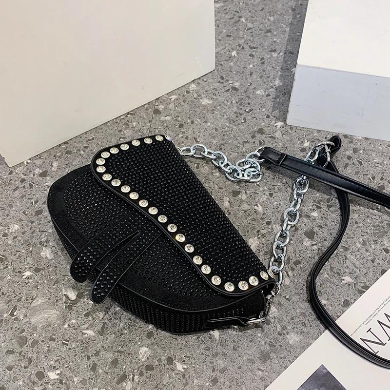 Monochromatic Colorful Shoulder Bags for Women Saddle Type Zipper Package Cover PU Bags Fashion
