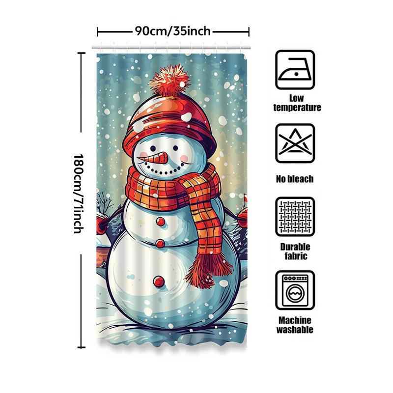 Tuniu Charming Snowman Winter Forest Shower Curtain Festive Holiday Bathroom Decor Cute Cozy Vibes