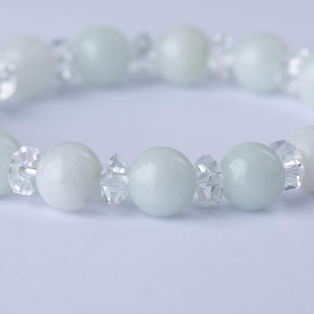 14cm Itoigawa Natural Jadeite White with Japanese National Jomon Power Stone Jadeite Workshop Special Paulownia Wood Quality Certificate ABR0877 (8mm