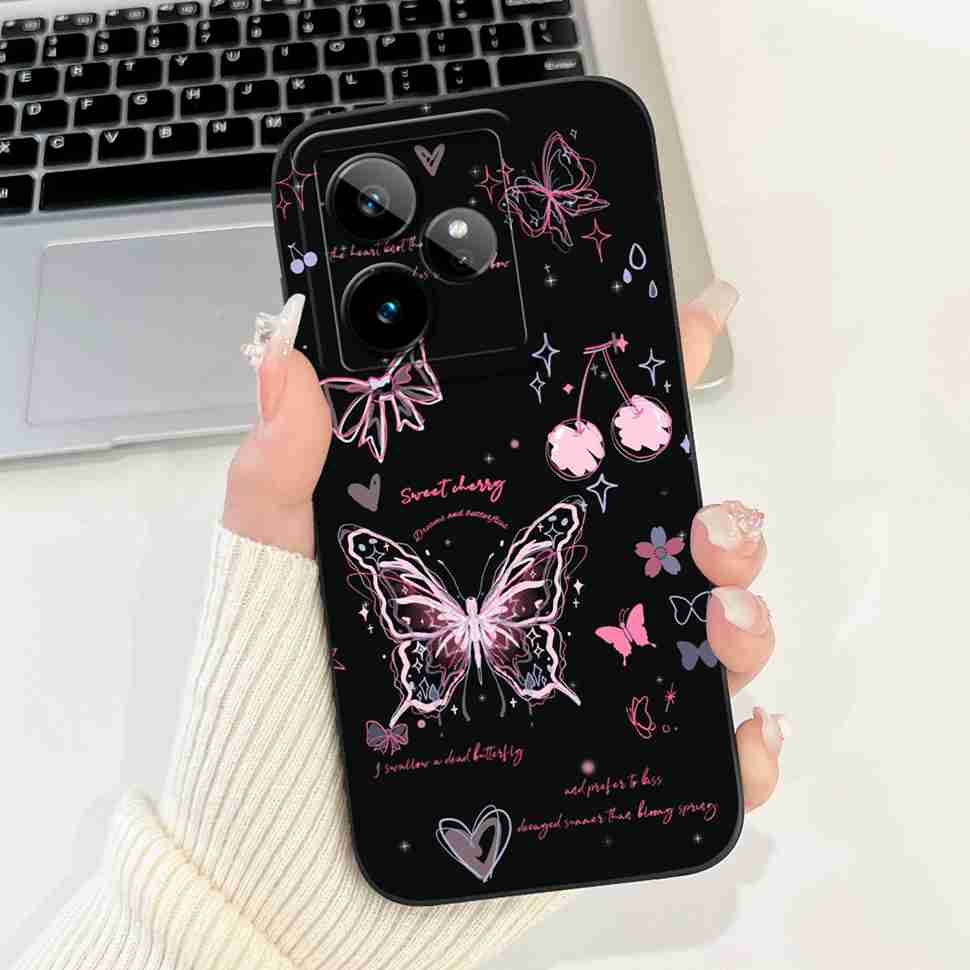 For Realme GT 7 5G 6.78" Case RMX5061 Cartoon Panda New Flower Collection Soft Silicon Cover For Oppo Realme GT7 5G Phone Shell
