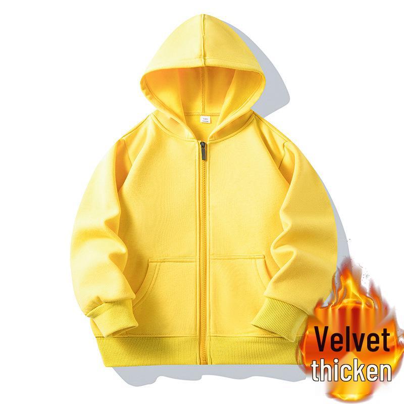 Children's Fleece Lined Zip-Up Hoodie with Patch Pockets - Solid Color, Customizable for School or Class Uniforms