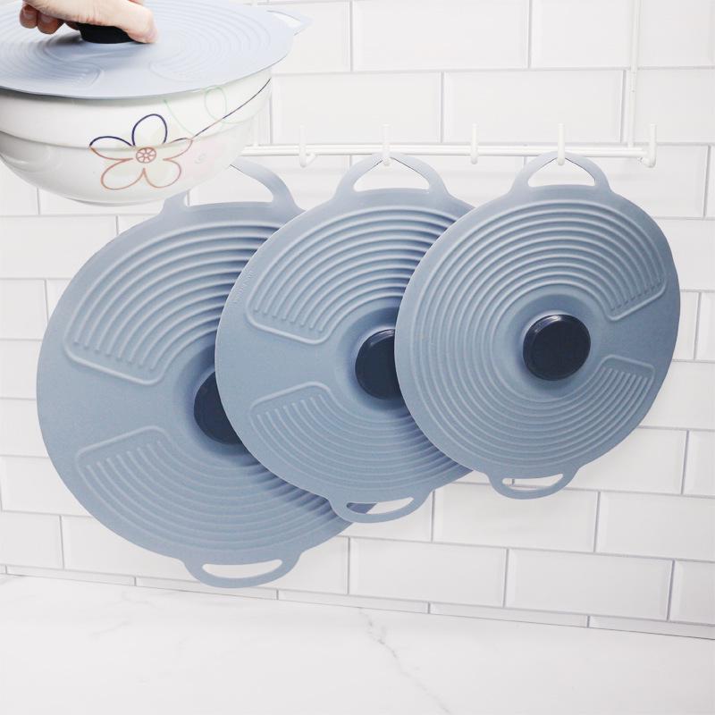 Set 3 piese silicon pentru păstrarea prospețimii: Capace Mari, Medii și Mici - Anti-Vărsare, Anti-Scurgere, Anti-Praf Vase de Gătit și Apărătoare Anti-Stropire cu Ulei