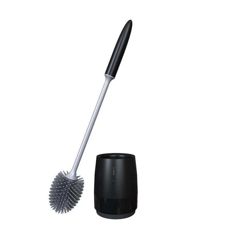 

1 комплект силиконовой головки для унитаза, быстрое осушение, чистящий инструмент, настенное крепление или напольная щетка для чистки, аксессуары для ванной комнаты чёрный