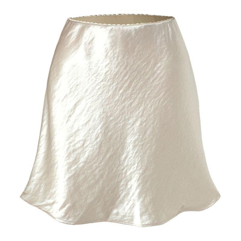 

Solid Color Slim Fit Half Length Skirt Pure Color Lace Silm Skirt for Women Beige S