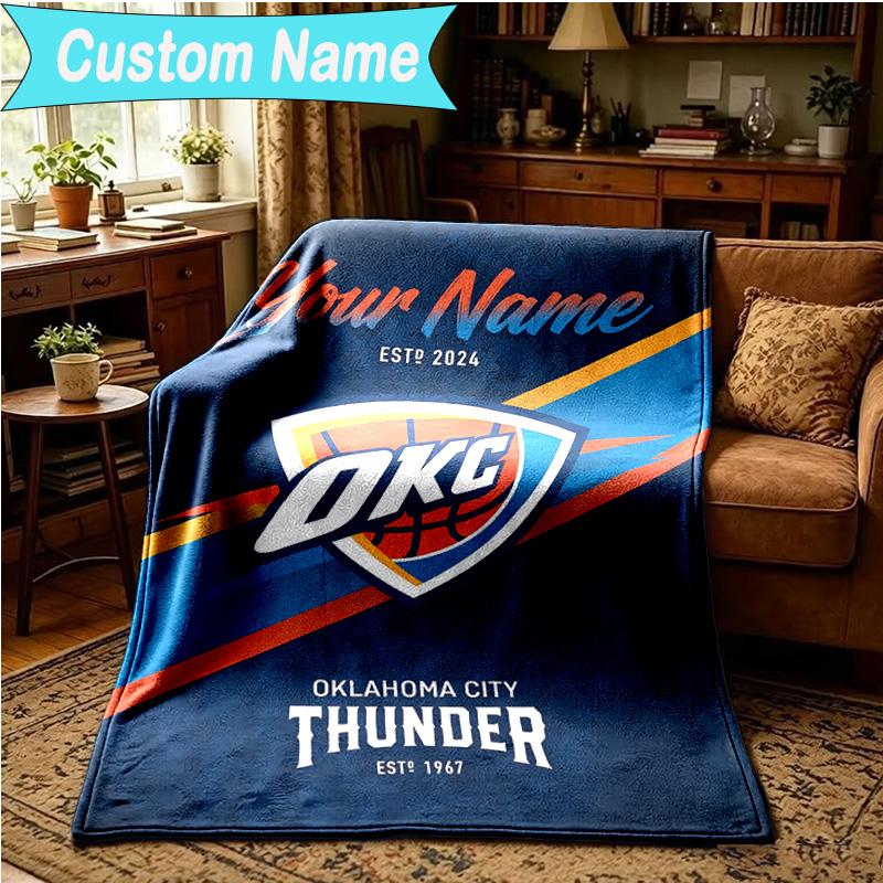 1PC Custom Name Blanket Oklahoma Sports Team Flannel Blankets Patterns Throw Blanket All-Season Soft Gift for Couch, Bed, Camping, Birthday Gifts