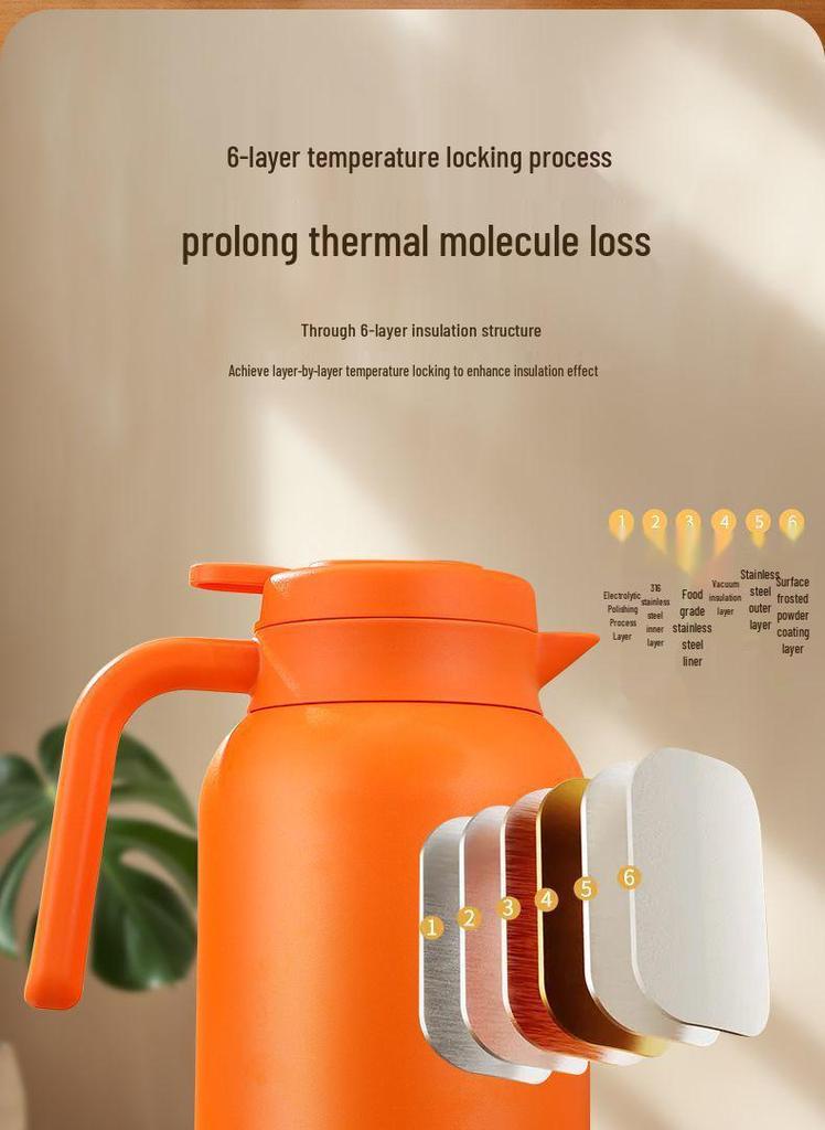 Smart Stainless Steel Thermos Teapot: Large Capacity for Home & Office Tea Brewing