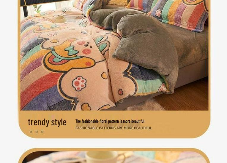 Winter Plush Duvet Cover Set: Double-Sided Flannel & Coral Fleece, Warm 4-Piece Bedding for Dorms