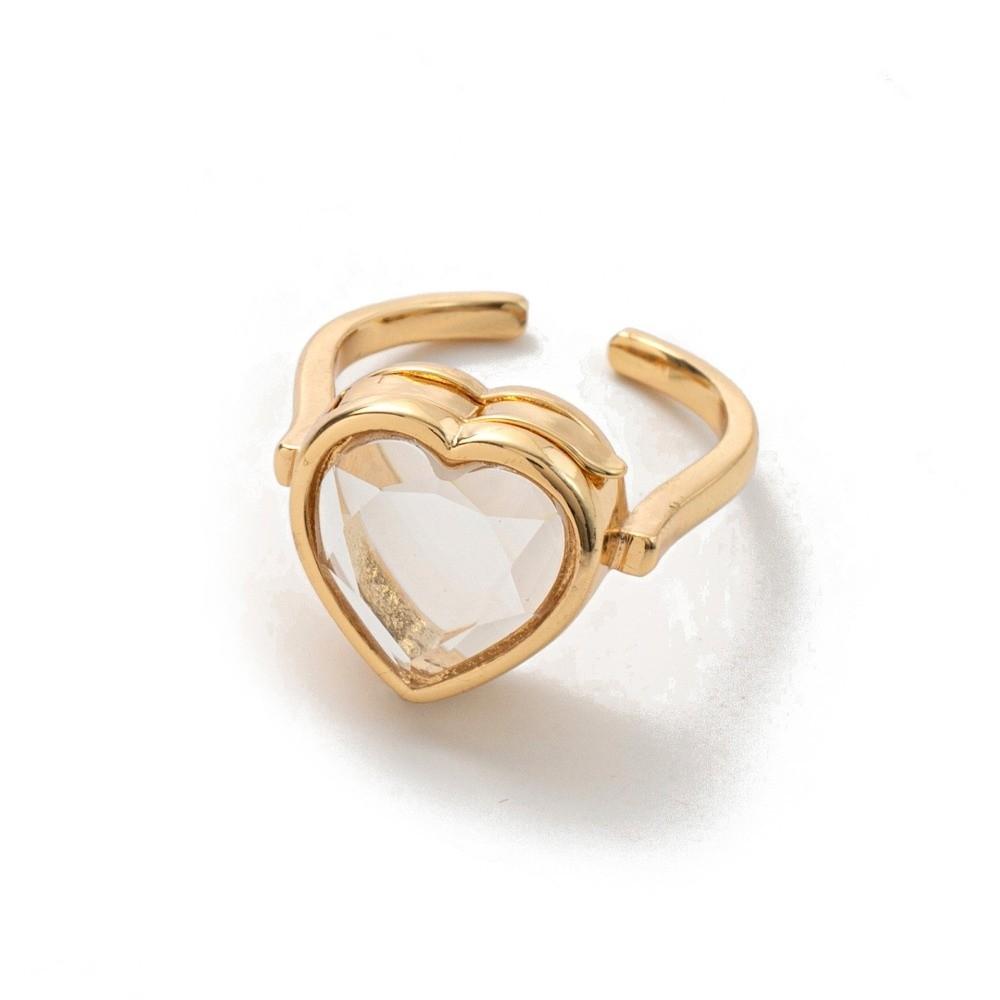 Hollow Circular Box Ring DIY Design Transparent Box Ring Cute Heart-shaped Box Ring Accessories