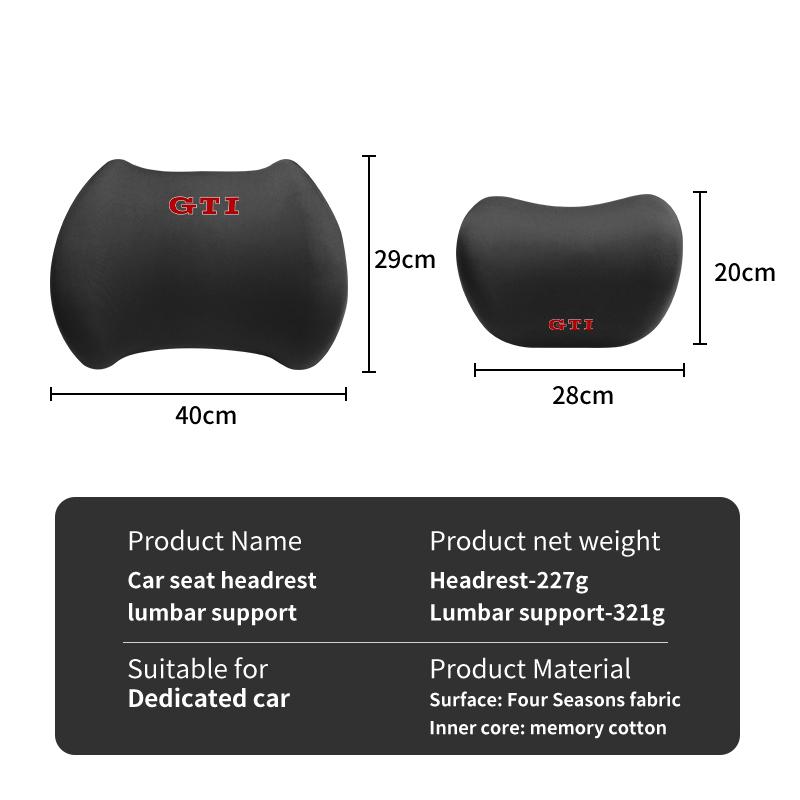 2026 Hot For Volkswagen VW Car Lumbar Back Support Headrest Neck Pillow Car Seat Cushion For Volkswagen VW Golf GTI Polo Passat