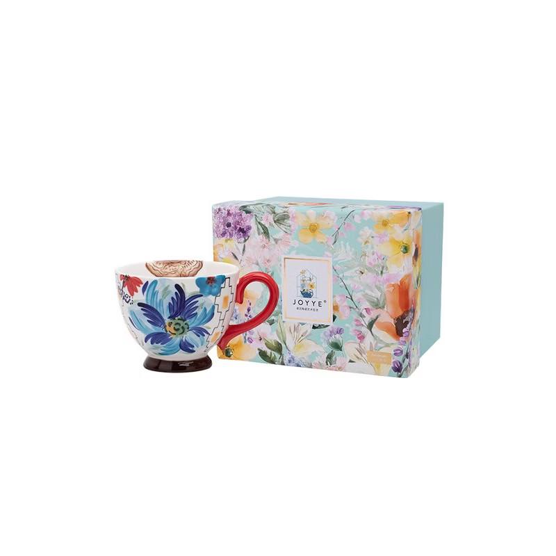 JOYYE Blumen Jade Blau Floral Keramiktasse