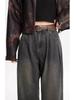 American Retro Women's High-Waisted Wide-Leg Jeans - Autumn/Winter Style Loose Drapey Mop Pants.