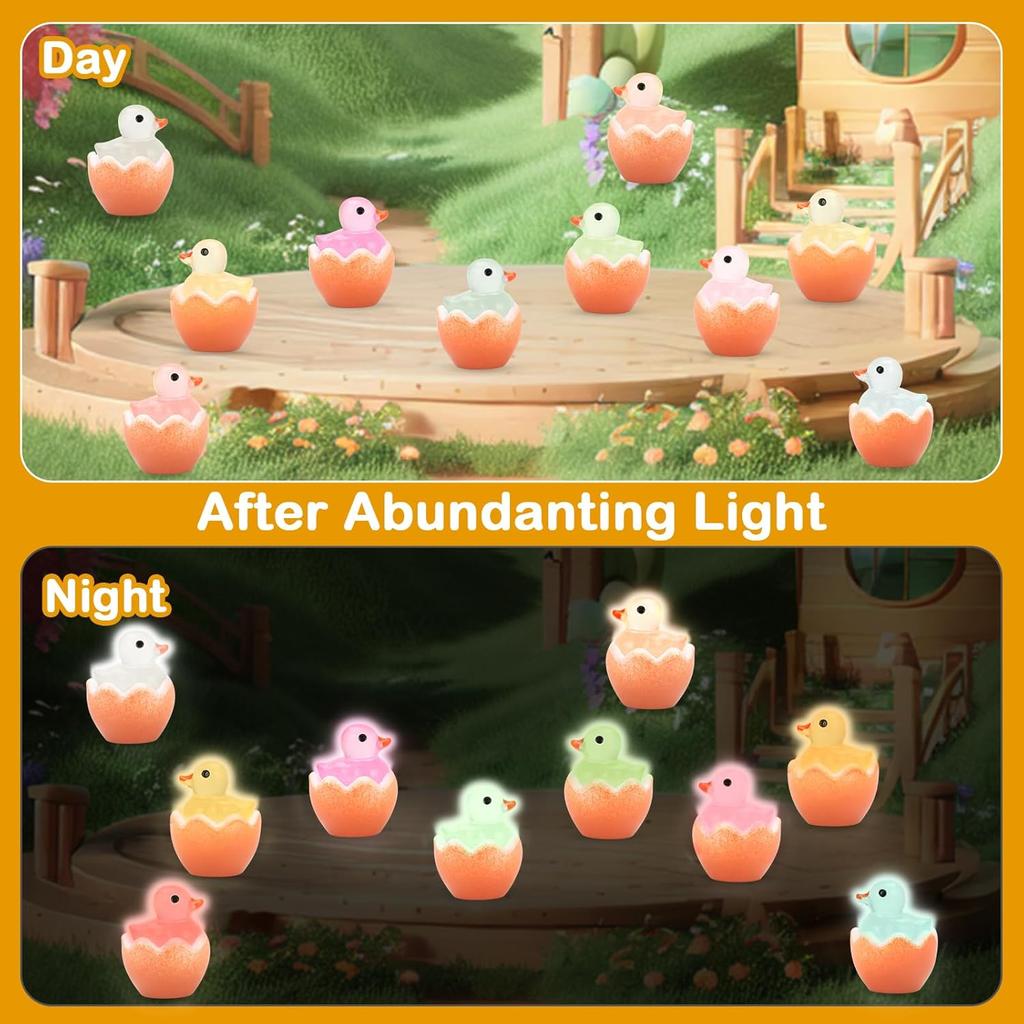 100/50Pc Easter Luminous Mini Ducks Tiny Glow-In-The-Dark Resin Ducks Miniature For Easter Gardens Dollhouses Landscape Decor
