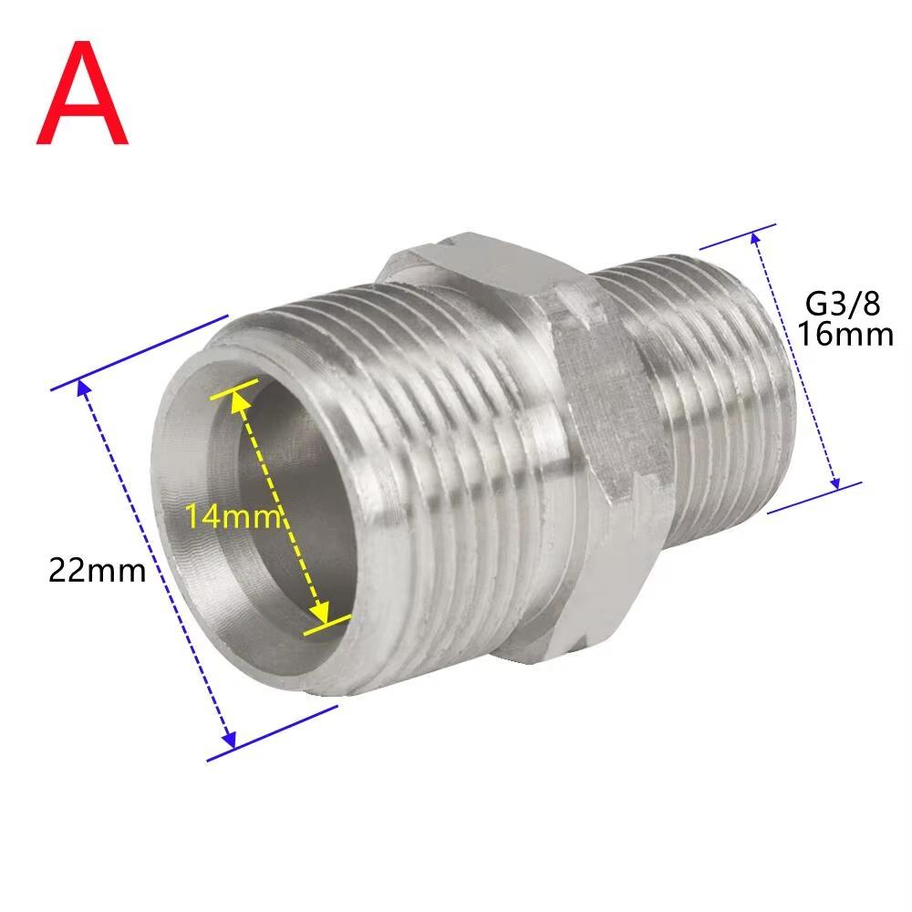 

High Pressure Washer Gun Adapter, G3/8 to M22, BSP 3/8 Fitting, 5000PSI Heavy Duty Conversion for Car Wash & Cleaning Equipment