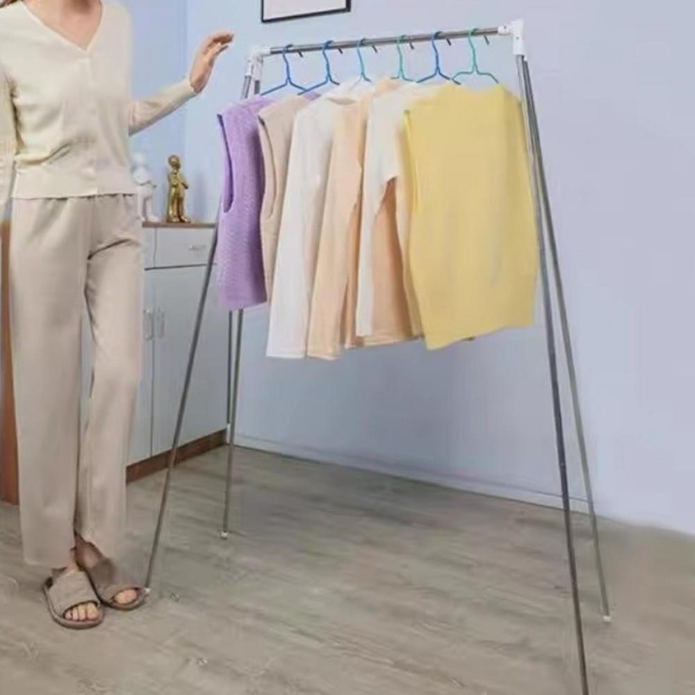 Space Saving Folding Clothes Rack Stainless Steel Collapsible Floor Stand Clothes Hanger Hotel