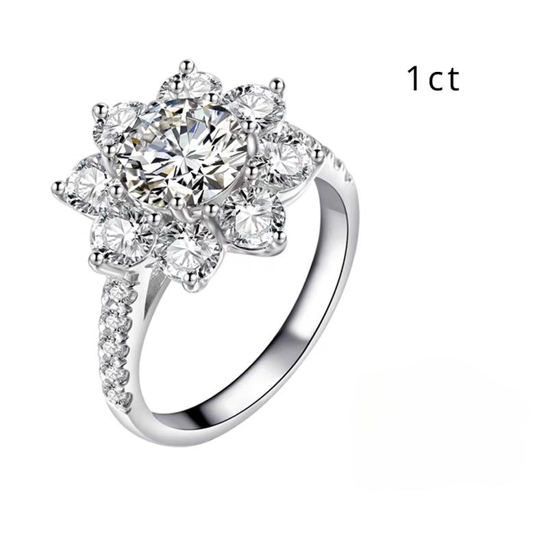 Inel de logodnă moissanit 2ct 8mm pentru femei, floare soarelui nuntă, bandă cu diamante strălucitoare, bijuterii de lux din argint 925