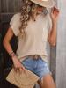 Women's Round Neck Short Sleeve Sweater with Embroidered Pocket Casual Knit Top Spring Summer Fashion 2024 Trendy T-Shirt Style Y2K Clothing