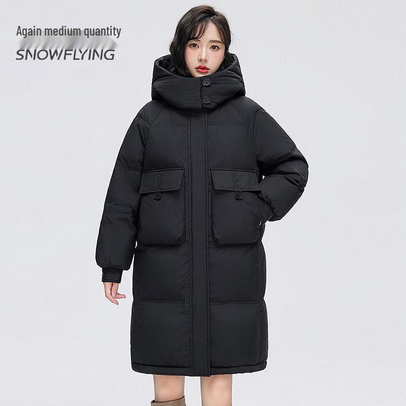 SNOWFLYING Women's Mid-Length White Duck Down Jacket X30147392F