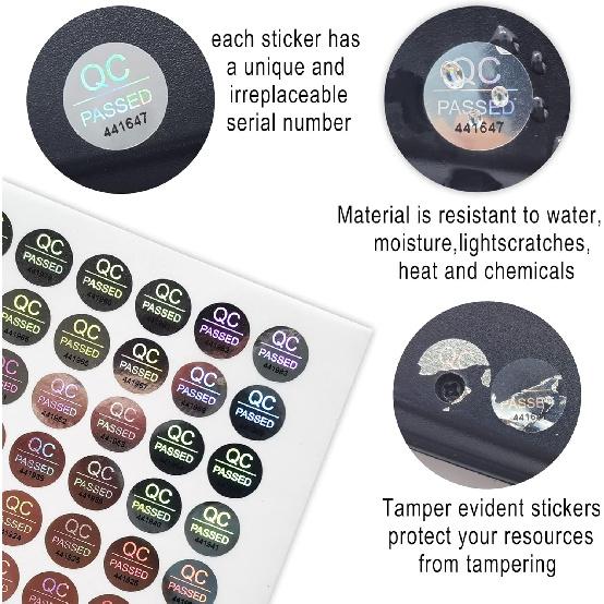 1100pcs 0.39 inch QC Passed Tamper Proof Stickers Silver High Security Tamper Evident Warranty Void Hologram Labels w/Unique Sequential Serial