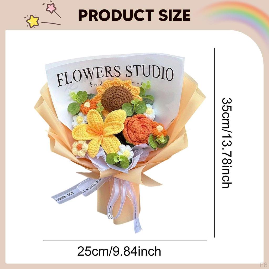 Completed Crochet Flowers Bouquet Artificial Valentine's Day Gifts Eternal Blessing for