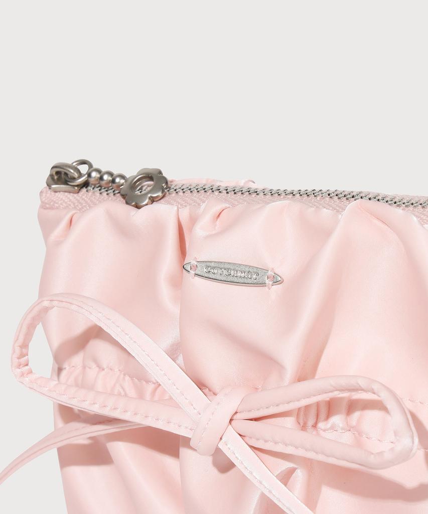 COVERNAT WOMAN Clover Heart Shirred Ribbon Handle Pouch Light Pink