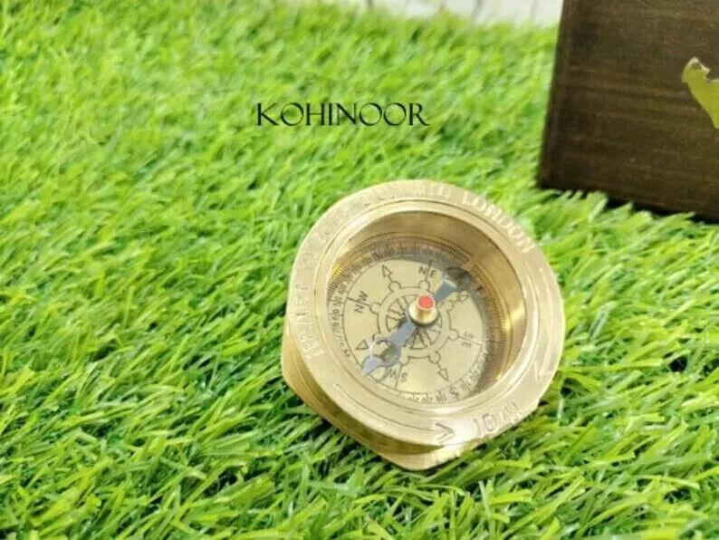 Maritime Compass With Wooden Box Hexagon Shaped Direction Tool Nautical Gift