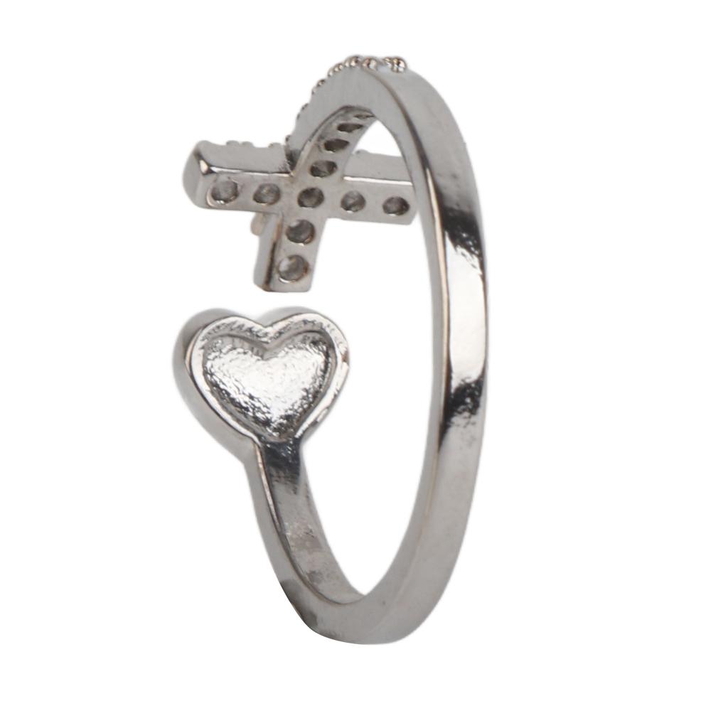 Cross Peach Heart Open Ring Fashionable Finger Ring Adjustable Open Rings Female Jewelry Gift