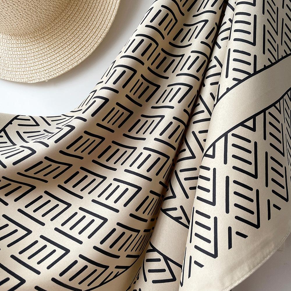 New Scarf for Women's Twill Imitation Silk Printed Versatile Square Scarf Souvenir Gift Scarf