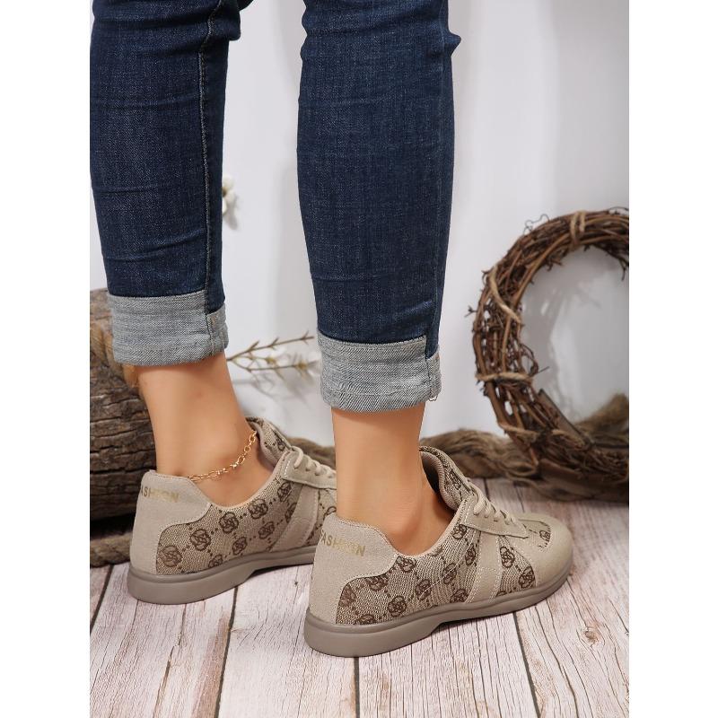 Plus Size Spring New Retro Style Color-Block Flat Shallow Lace-Up Casual Shoes Women's Sneakers