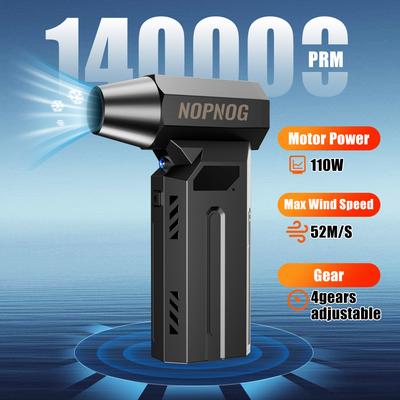 Tragbarer kabelloser 140000 U/min Auto Schneeräumung elektrischer Luftreiniger, Turbojet-Lüfter mit 4-stufig einstellbarem kraftvollem Gebläse, Typ-C-Aufladung LED-Licht