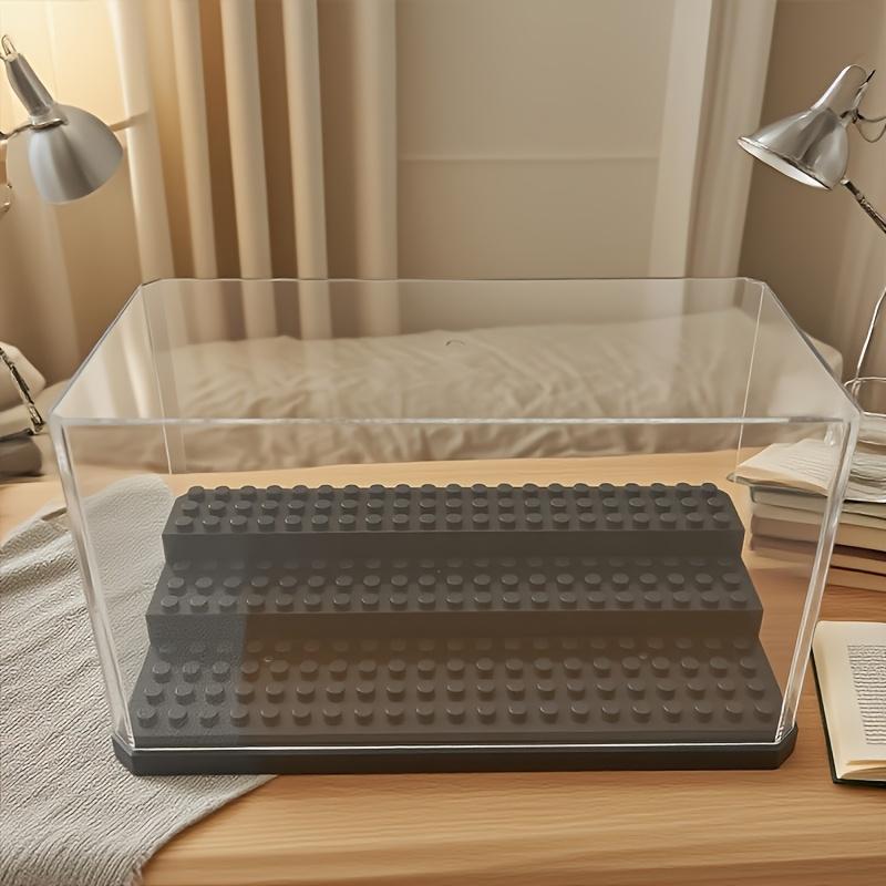 1pc 3-Tier Acrylic Display Case With Black Base Dustproof Storage Display Case For Building Blocks Figurines Model