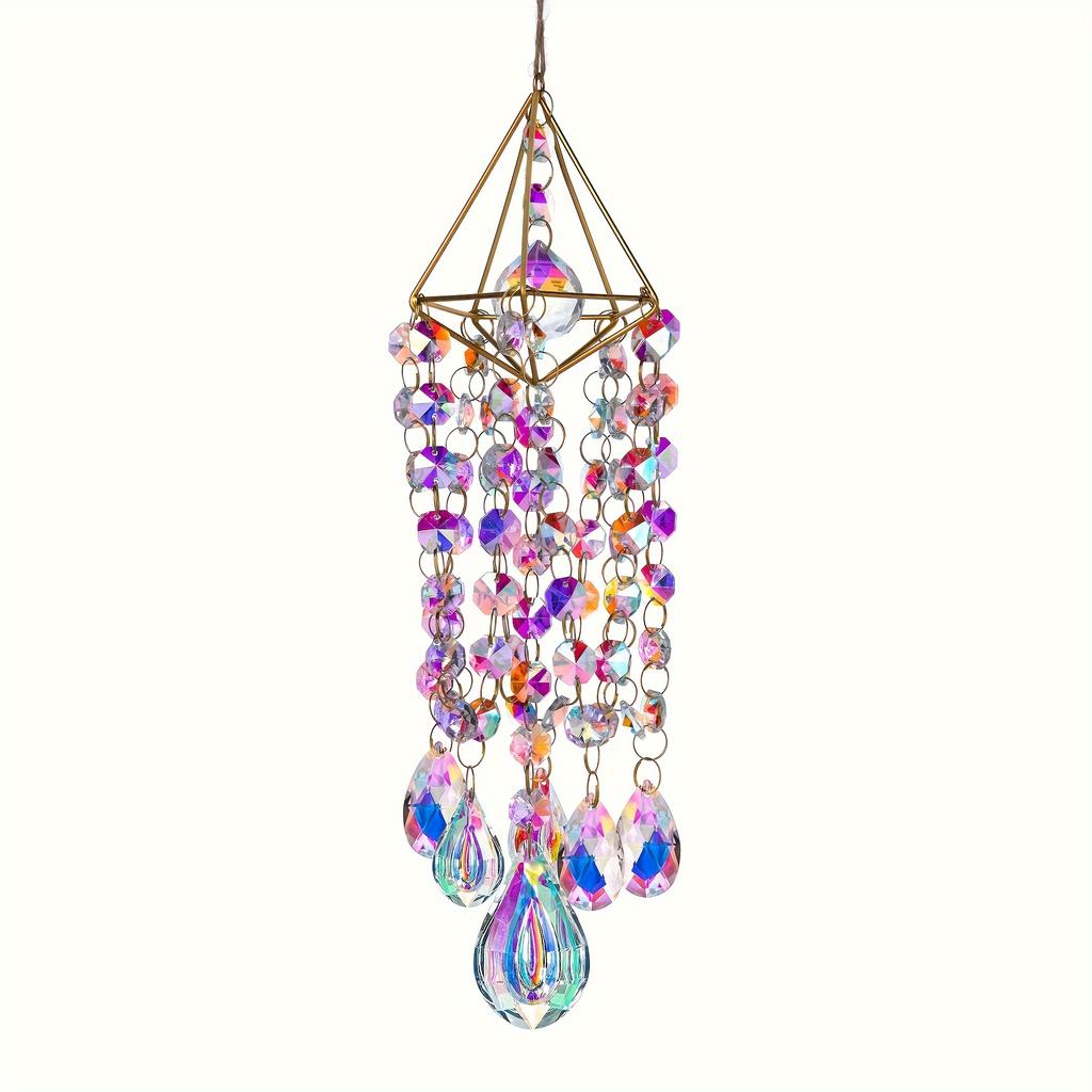 Crystal Suncatchers Hanging Wind Chime Style Garden Suncatcher Rainbow Maker Handmade Gold Plated Suncatcher