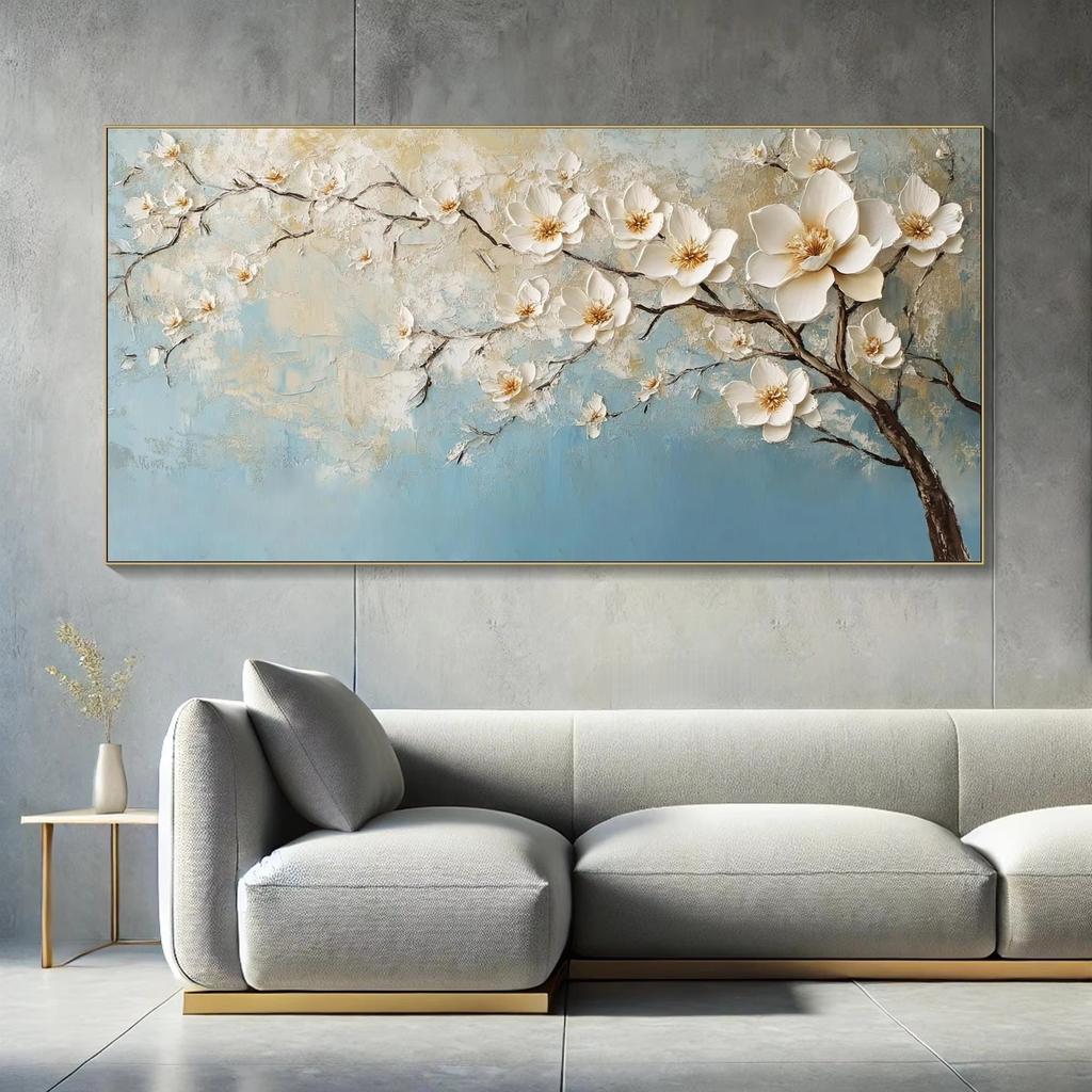 Modern Golden Flower Pattern Canvas Painting Art for Living Room Modern Canvas Poster for Bedroom and Living Room Decoration