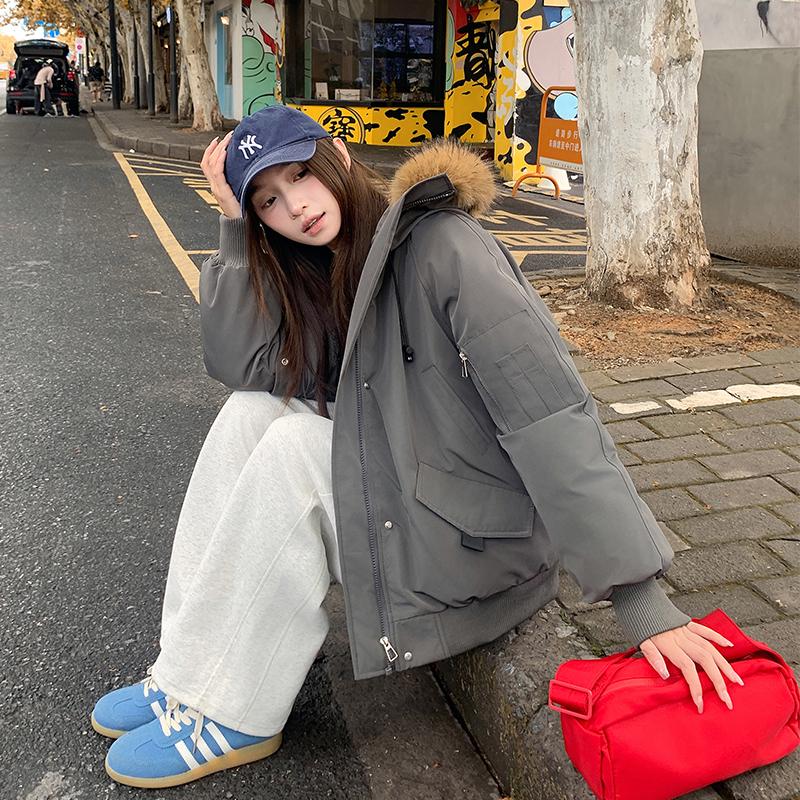 Autumn Winter Thicken Warm Parka Women Casual Sweety Solid Color Big Pocket Loose Hooded Coat Jackets Outwear