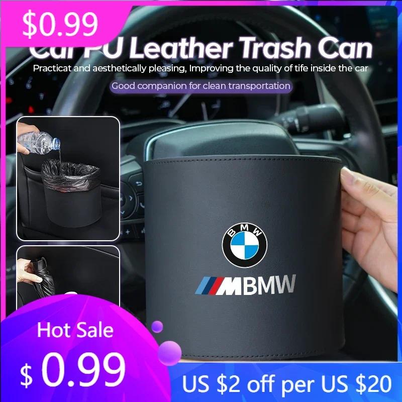 2025 Hot Car Trash Can Seatback Leather Organiser Trash Storage Accessories Interior For BMW Motorsport X1 X3 X5 E39 E46 E90 F20