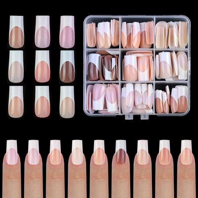 135Pcs/Box 3 In 1 French Press On Nails Mixed Color Fake Nail Pathes Quick Manicure DIY Design Tool