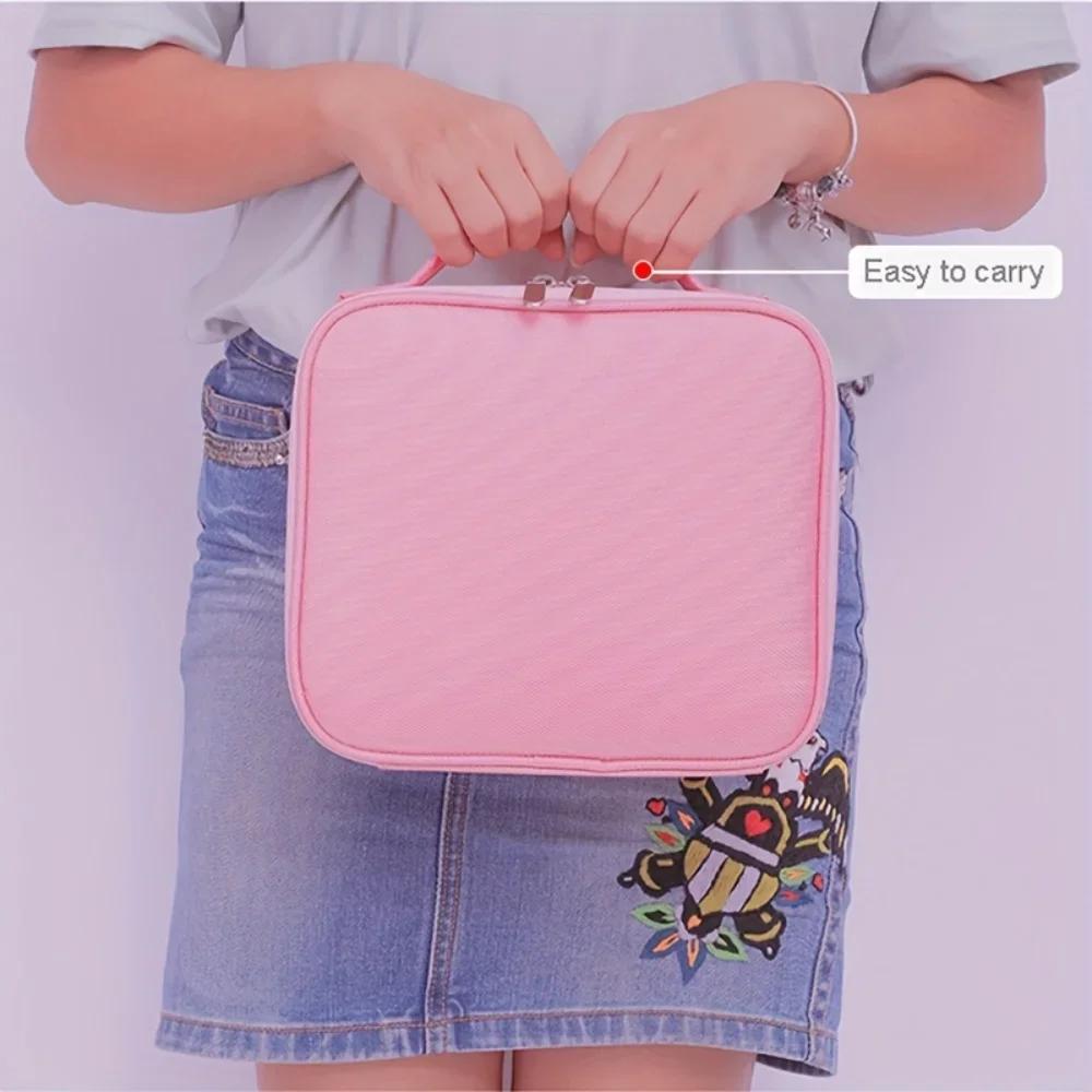Makeup Train Case Schminktasche Kosmetikkoffer mit verstellbaren Trennwänden für Kosmetika Make-up-Pinsel Rosa Reise-Make-up-Koffer