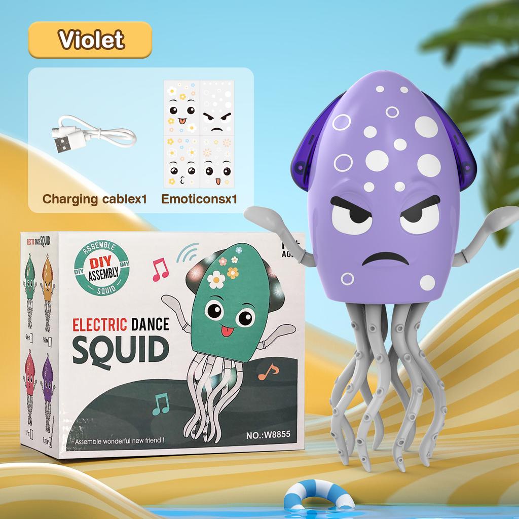 Electric Dancing Squid Octopus Dancer Novelty  Fidget Toys Luminous Music Baby Crawling  Toys Games For Kids Children Pets Cats