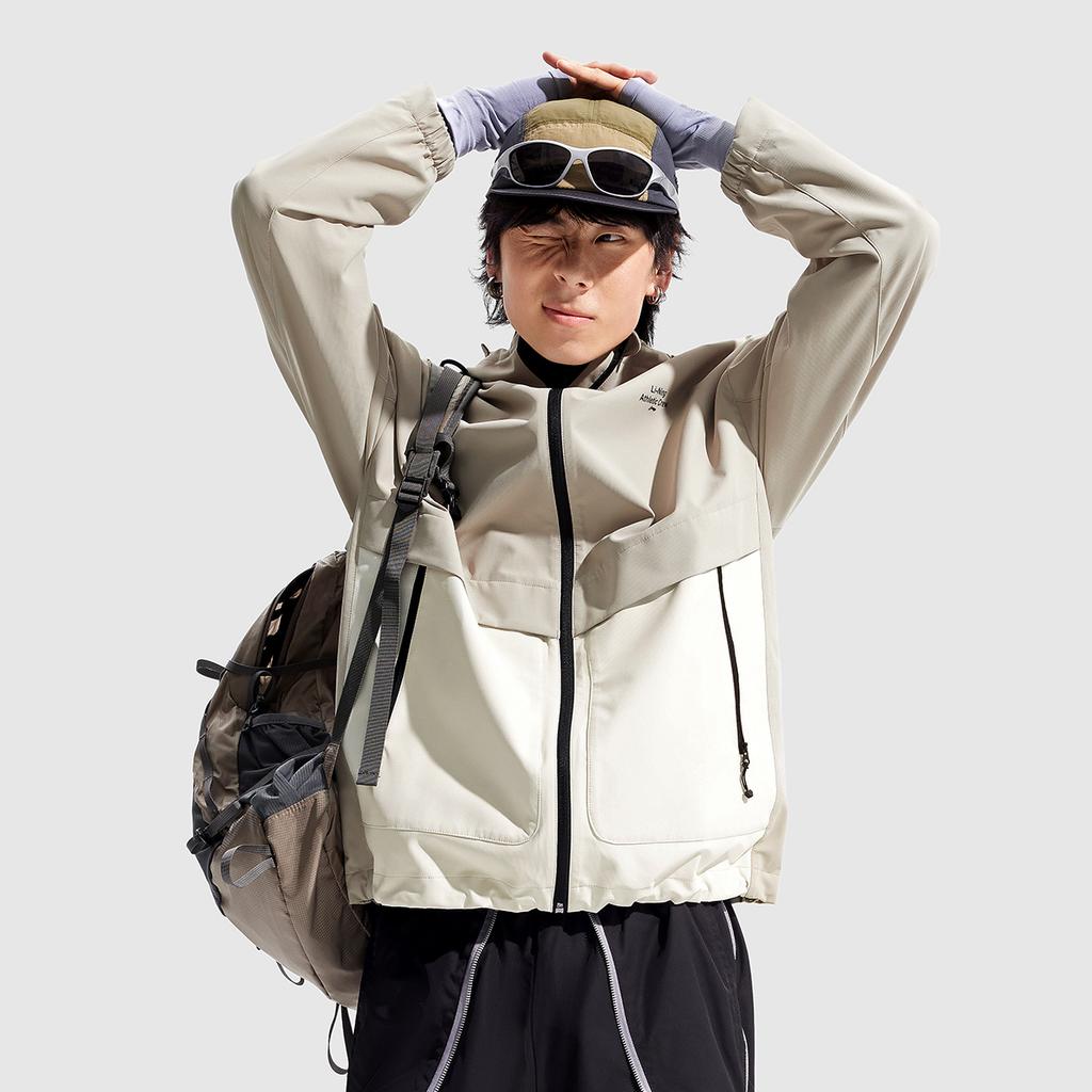 Li-Ning Lettuce Edge Water-Resistant Windbreaker Jacket With Hood Men Jacket Dusty-Gray AFDU951-2