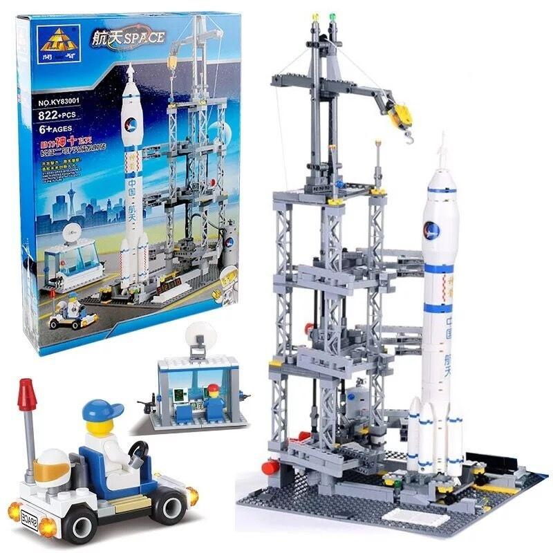 Rocket Launch Station And Spaceship Diy Building Blocks With Abs Pieces For Educational Play
