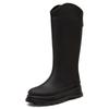 High rain shoes women's new solid color non-slip thick-soled water shoes long rain boots fashion water boots thermal rubber shoes