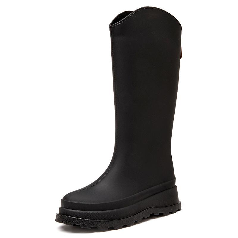 High rain shoes women's new solid color non-slip thick-soled water shoes long rain boots fashion water boots thermal rubber shoes
