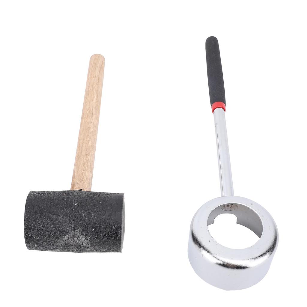 Coconut Opener Tool Set with Hammer Stainless Steel Food Grade Coconut Breaker Kit with Wooden Handle for Shop